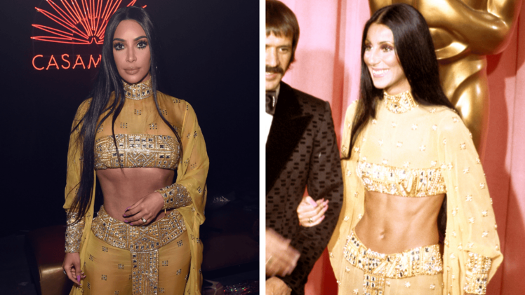 Kim Kardashian in 2017, Cher in 1973
