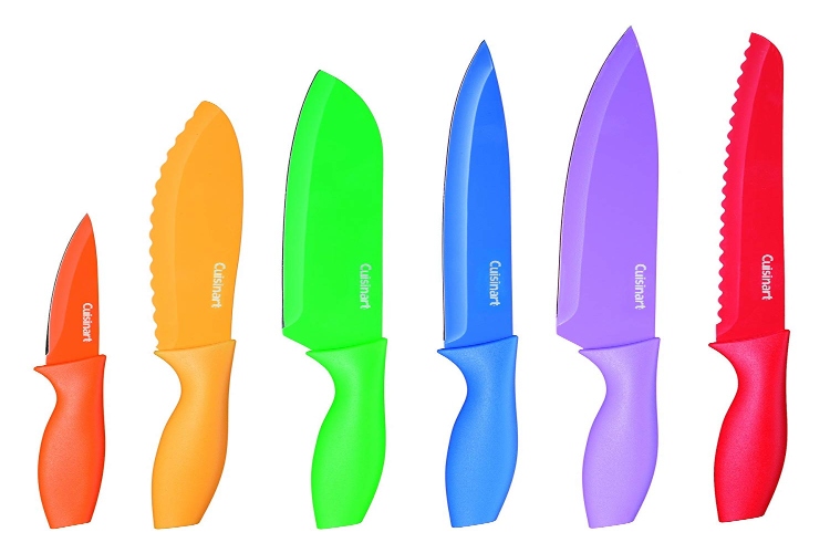 S & Co. 6 Pcs Kitchen Knife Set with Acrylic Block - Super-Sharp Steel  Knives with Non-Stick Coating - Chef, Bread, Carving, Utility, Paring  Knives 