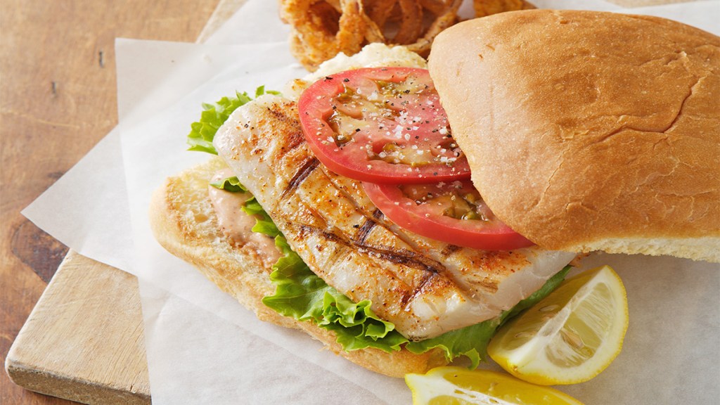 Saucy halibut sandwiches as part of a guide on how to grill fish