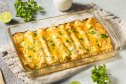 Lazy enchiladas in a baking dish