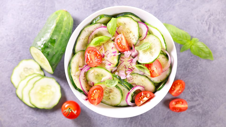 Cucumber salad in a bowl