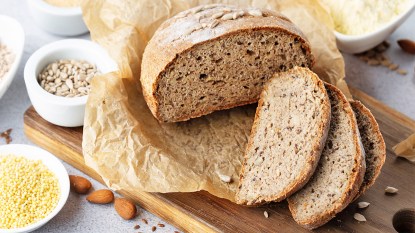 Sliced whole grain Kamut bread as part of a guide on this grain's health benefits