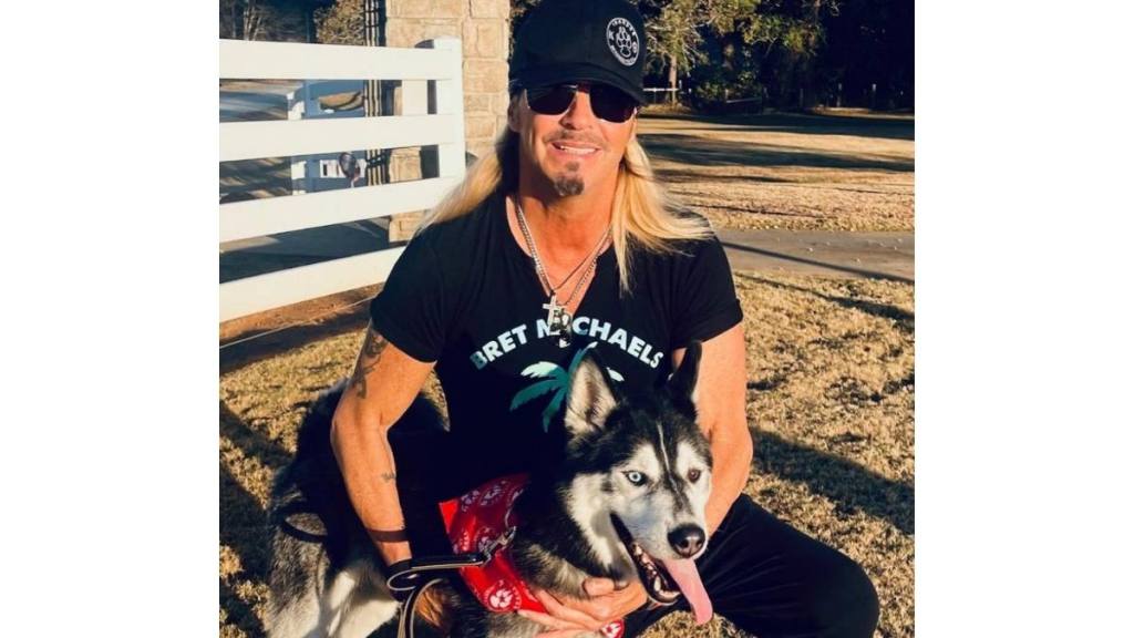 celebrity pet dads: Bret Michaels with his dog Bret Michaels in 2023