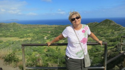 Jane Wooten hiking Diamond Head in Hawaii.
