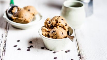 cottage cheese cookie dough in cup with spoon