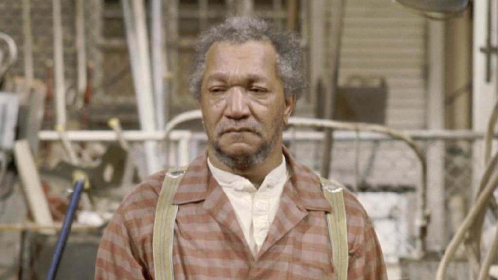 Redd Foxx in 1972 on the junkyard set of 'Sanford and Son' during season 1.