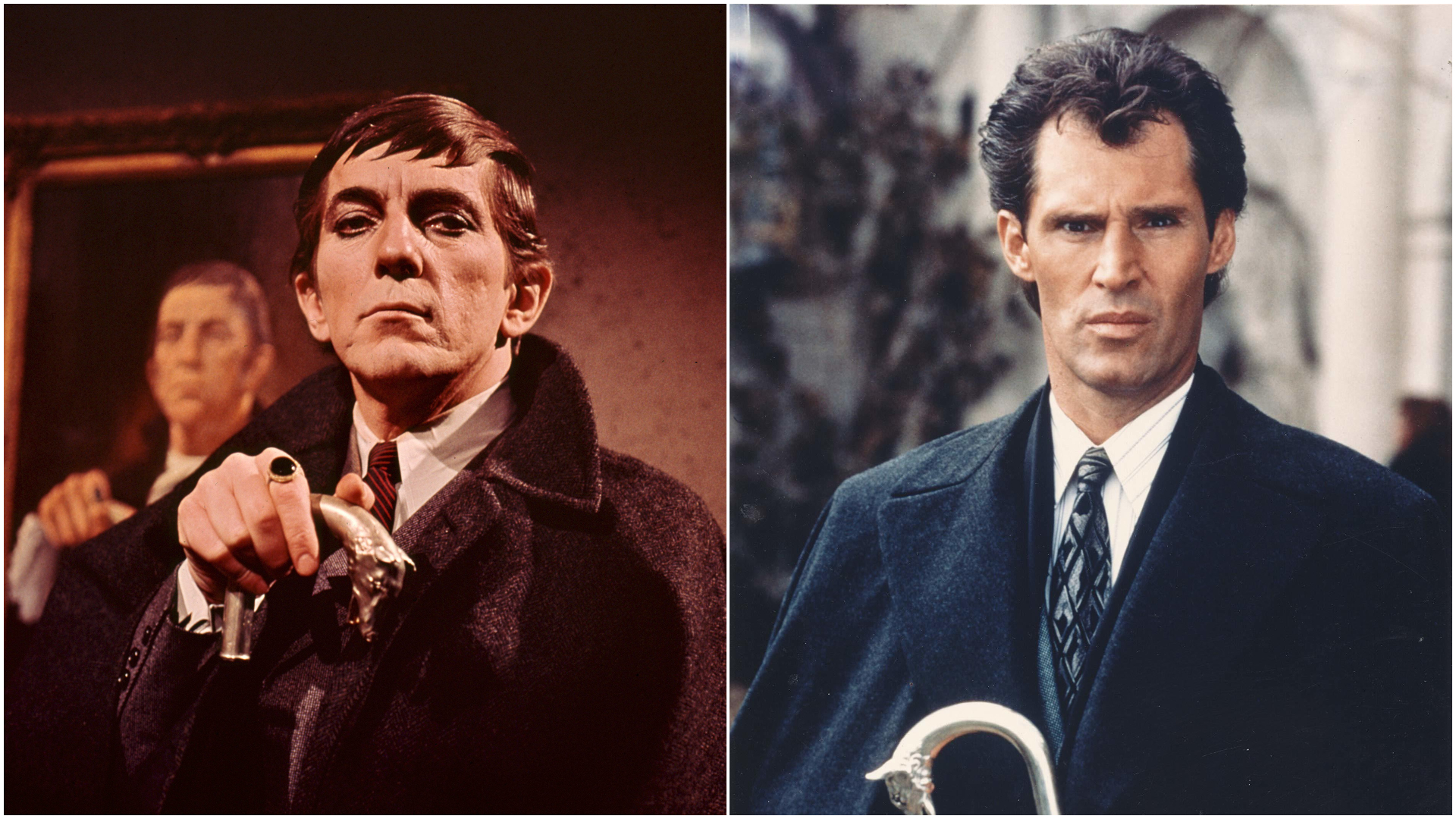 Jonathan Frid and Ben Cross as Barnabas Collins in two versions of 'Dark Shadows'