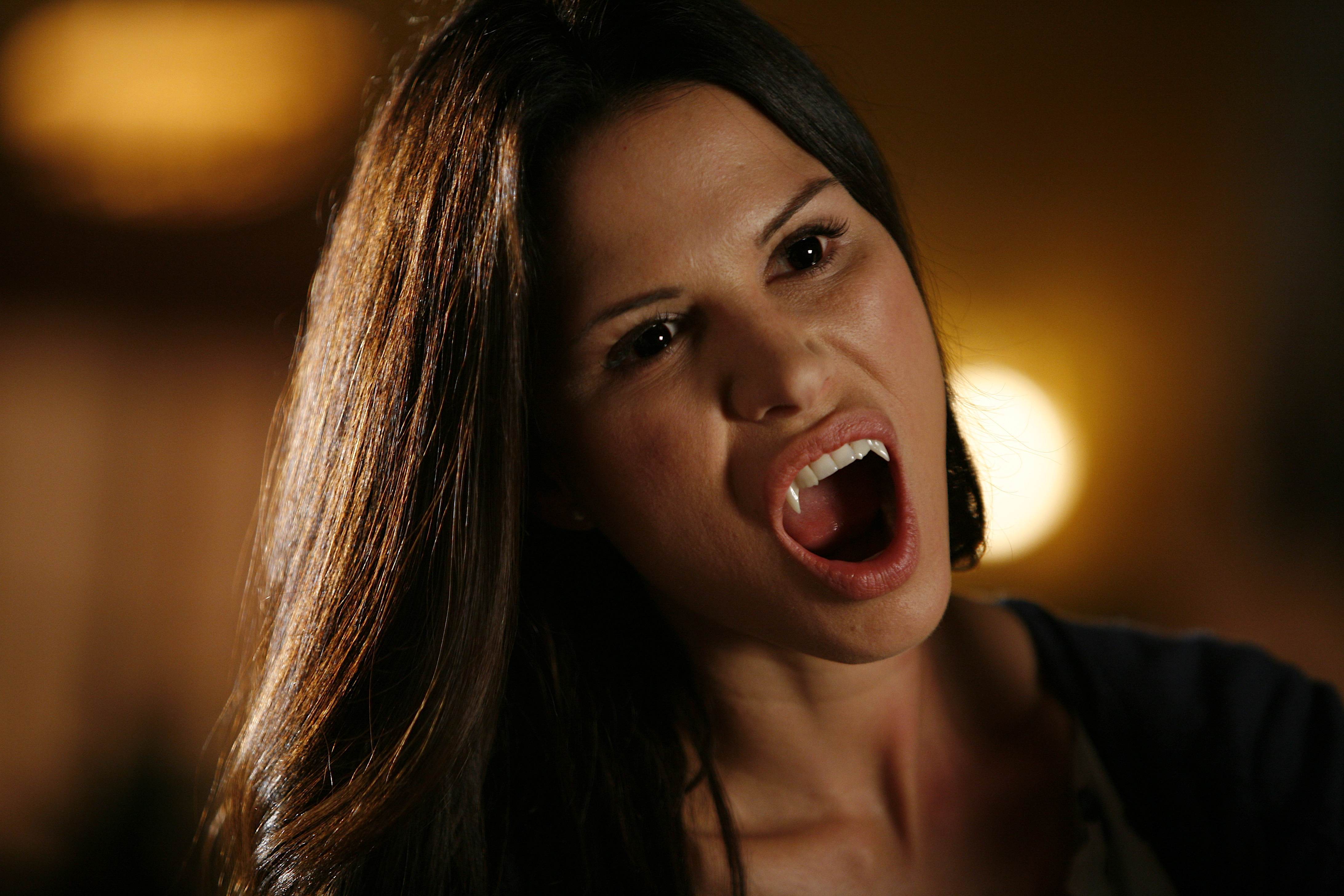 Rhona Mitra as a vampire in the series 'The Gates'