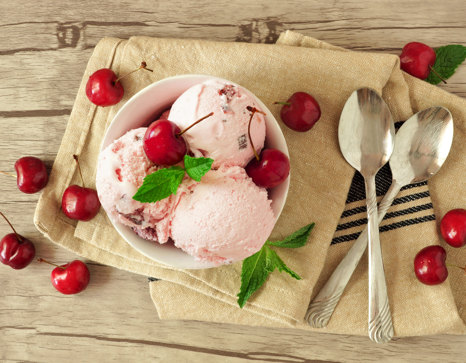 Cherry and chocolate cottage cheese ice cream for dessert