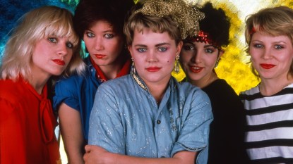 The members of the Go-Go's (Left to right: Charlotte Caffey, Kathy Valentine, Belinda Carlisle, Jane Wiedlin and Gina Schock) in 1981
