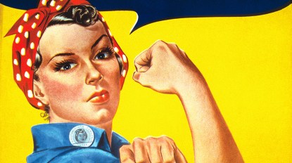 A World War II color poster depicting 'Rosie the Riveter'