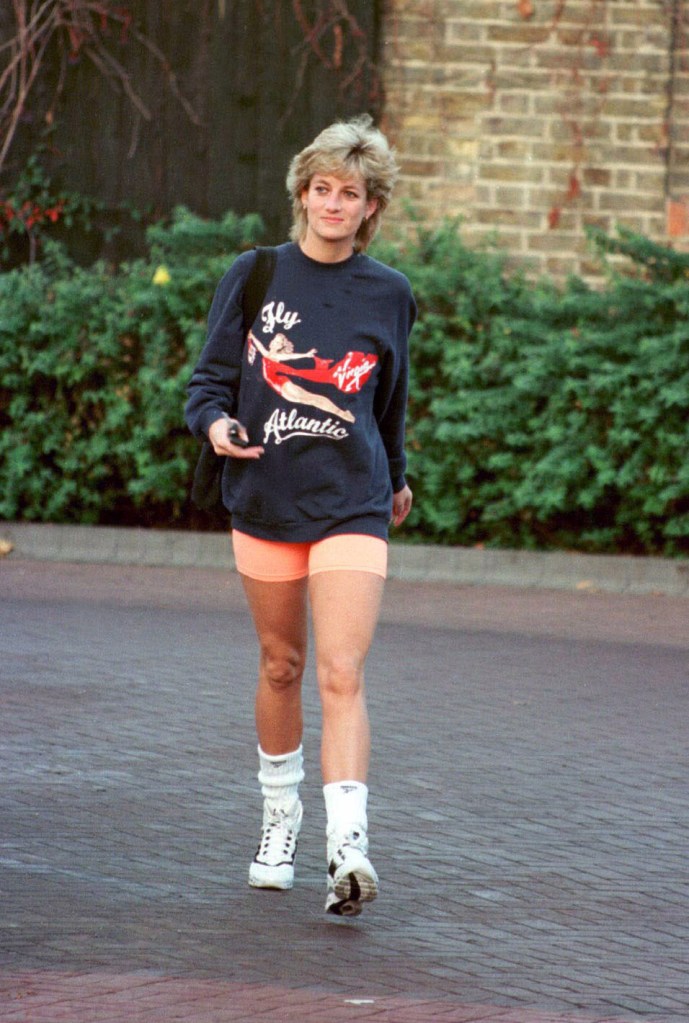 The princess wearing Virgin Atlantic sweatshirt, leaves Chelsea Harbour Club, London in November, 1995