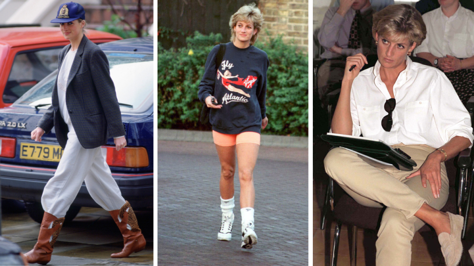 Princess Diana casual looks (left to right: 1989, 1995 and 1997)